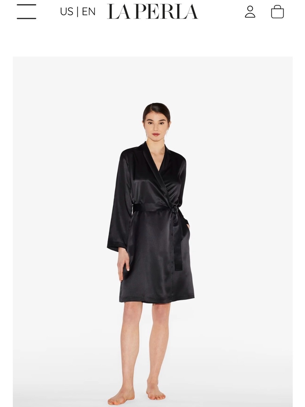 La Perla Black Satin Wrap Robe